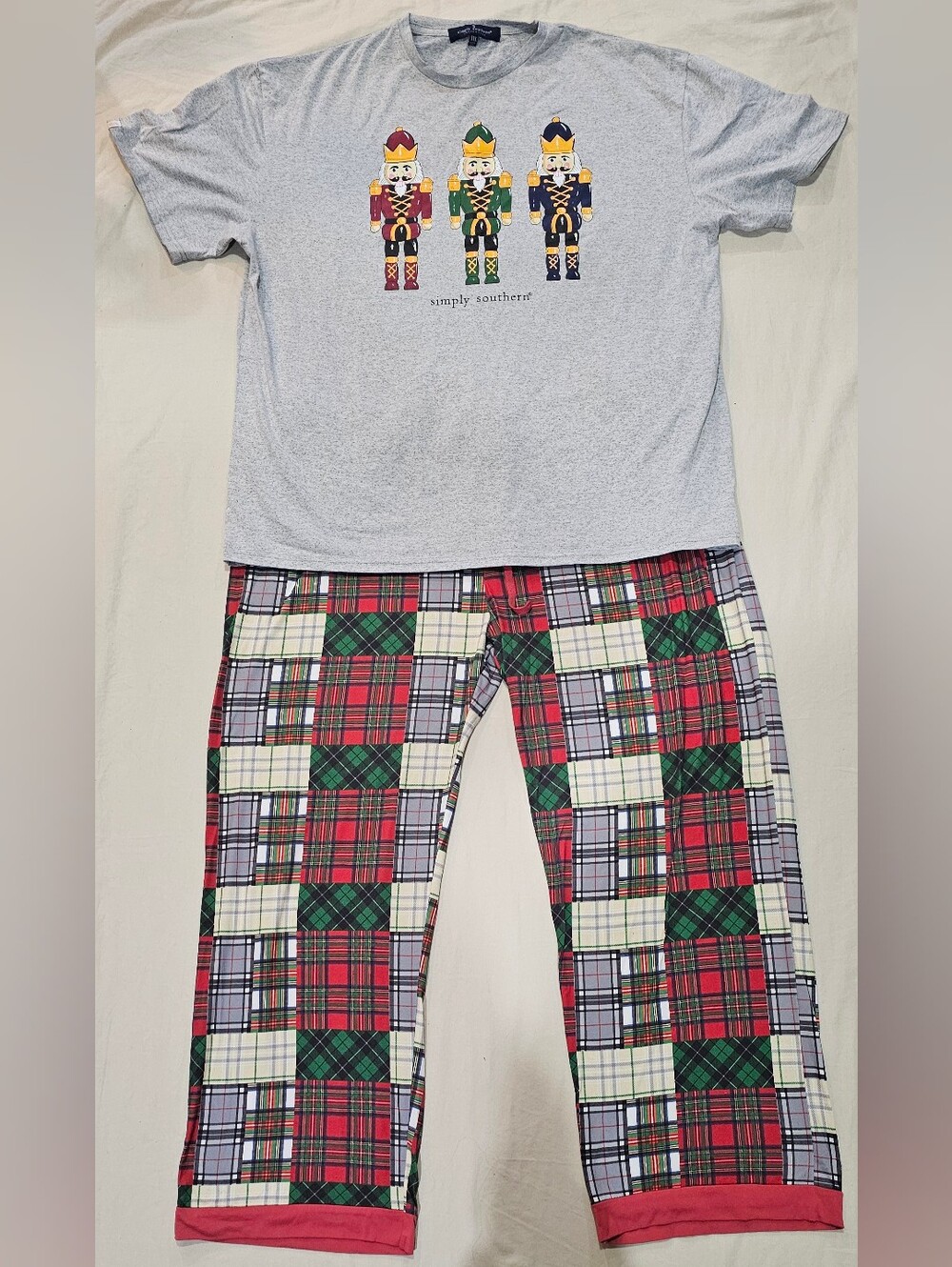 Simply Southern Nutcracker Holiday Plaid Pajama Set Womens Plus Size XXL
